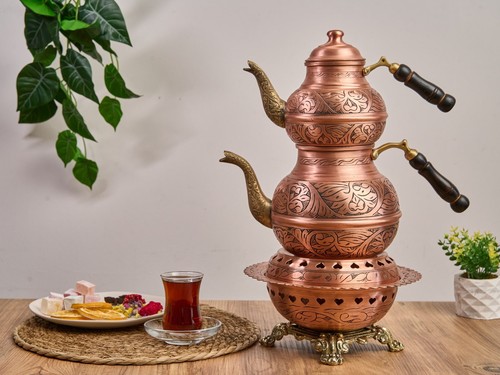 Copper teapot with heater - with,