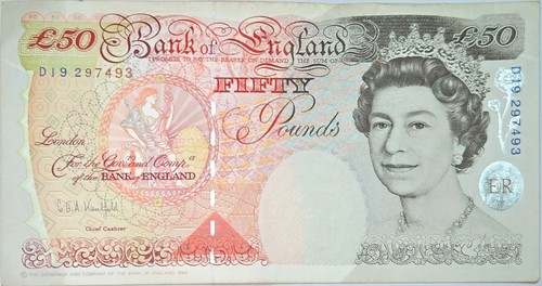 Old fifty pound note - fifty,