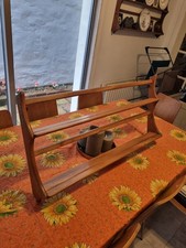 Ercol Mid Century Wall Mounted 2 Tier Wooden Plate Rack Shelf 49 x  96.5 x 13cm