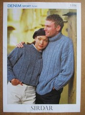 Sirdar Denim Sport Aran Knitting Pattern 5358: Adult's Jumpers: 32-46"