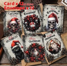 💀12-Pack Horror Christmas Cards, Creepy, Scary Xmas, Freaky, Gothic