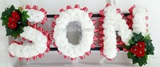 SON Artificial Silk Funeral Flowers Any 3 Letter Name Tribute Wreath BRO DAD 