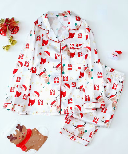 Christmas patterned satin - patterned,
