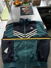 Vintage Adidas Track Top XL Green Black White Red Trefoil Retro Jacket Rare