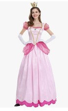 Imekis Womens Pink Princess Peach Fancy Dress Costume Size Small