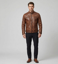 Men genuine leather jacket - genuine,