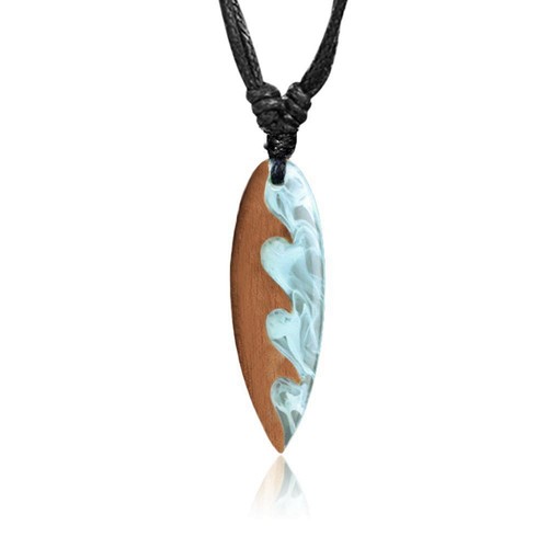 Surfer necklace surfboard - surfboard, wood