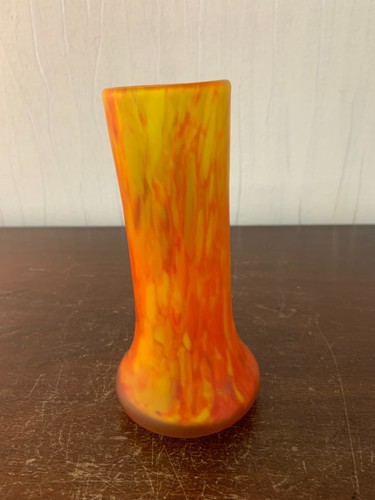 Orange clouded glass tube - clouded, vase