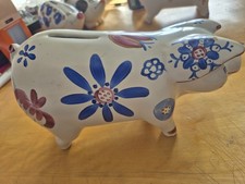 Vintage Arthur Wood Hand Painted Piggy Bank with Stopper 5428  Large Size