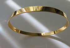Gold Solid Slave Bangle 5mm Flat Ladies 9 Carat Yellow Gold 65mm Diameter