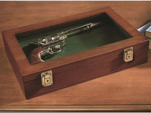 Gun display case wood - wood, handgun