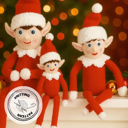 Christmas elves knitting - christmas,