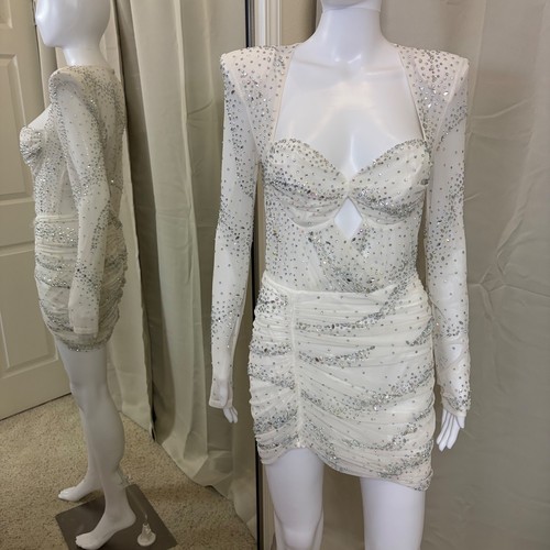 White rhinestone mesh - mesh, mini
