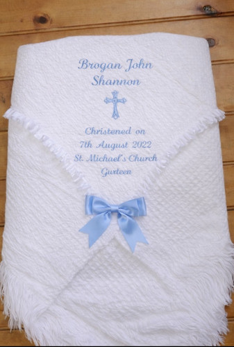 Personalised baby white shawl - baby,