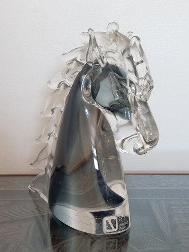 Murano glass signed horse bust - murano,