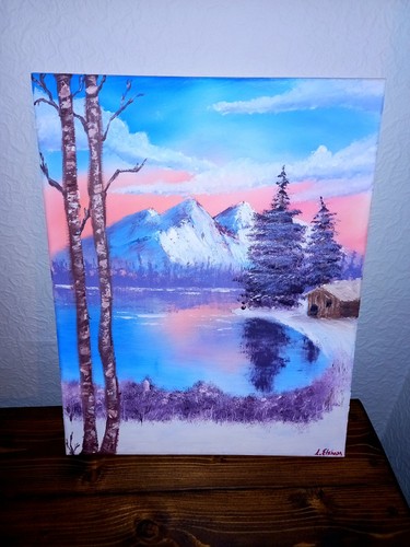 Bob ross style painting - ross, winter