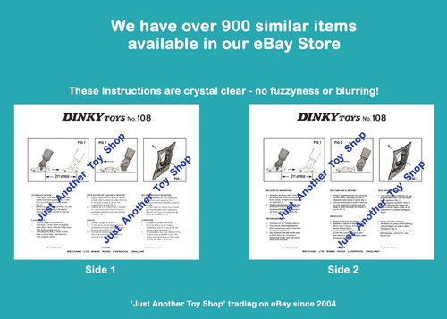 Dinky instruction sheet - instruction,