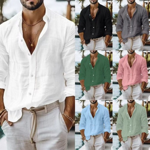 Mens cotton linen - linen, shirts