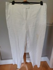 Jaegar ladies wonderful white linen lined trousers in size 16 zip and button