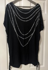 Ladies Long Top Size 20 Roger And Rogers Black Plus Size Side Ruching