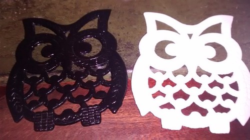 Owl trivet pair - x, cast