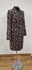 Boden leopard print coat size 8 longline velvet button through lined animal READ