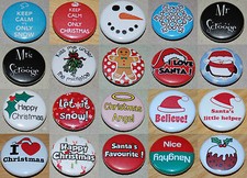 CHRISTMAS 25MM / 1 INCH BUTTON BADGE - CHOOSE FROM 20 DESIGNS! XMAS CUTE SWEET