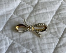 Swarovski Gold Bow Rhinestone Crystal Pin Brooch