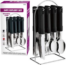 24pc Black Cutlery Dinner