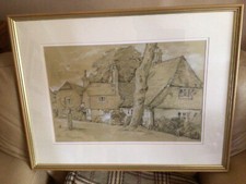 HELLINGLY COTTAGES EAST SUSSEX - CHRISTA HOOK  '24" x 19" Carbon Pastel ARTWORK