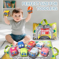 Soft Car Toys for Toddlers Soft Plush 9 Car Set with Play Mat/Storage Bag(HE244)