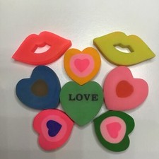Vintage Love Hearts & Lips Valentines Bundle Novelty Erasers 70s 80s