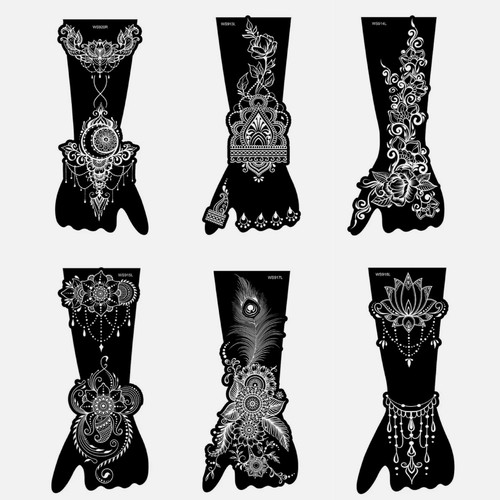 Large arm henna stencils - large,