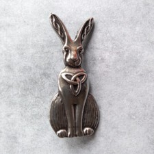 St Justin Celtic Hare Trinity Knot Pewter Brooch in Gift Box UK Made