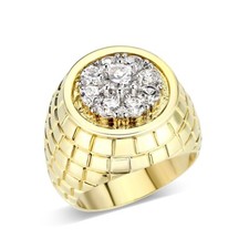 Mens gold ring cluster signet