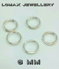 5 x Solid Sterling Silver 6 mm split rings, jump rings (Genuine 925 Silver) 925