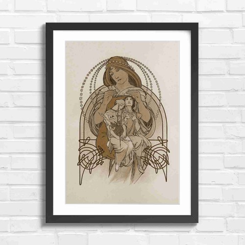 Art nouveau mother with two - art,