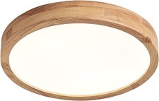 Schindora Wooden LED Ceiling Light,20W Neutral White 4500K 1600 LM,Round Wood C