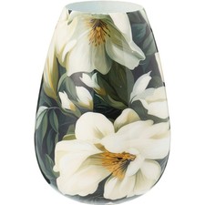 Large White Floral Metal Vase
