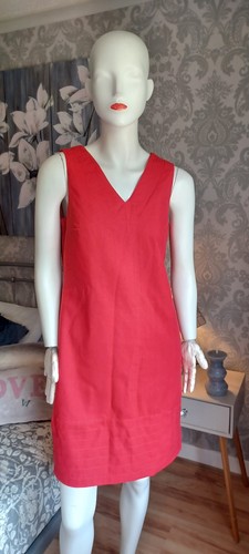 Peacocks red sleeveless linen - peacocks,