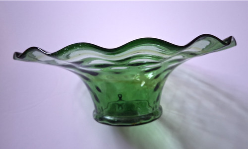 Green glass bowl with wide