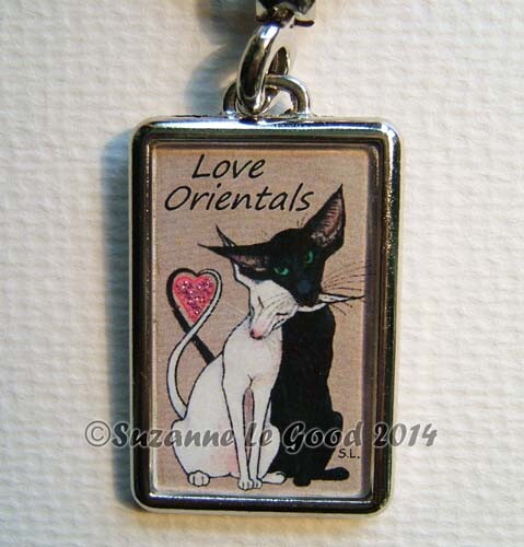 Oriental cat glittery - oriental, heart