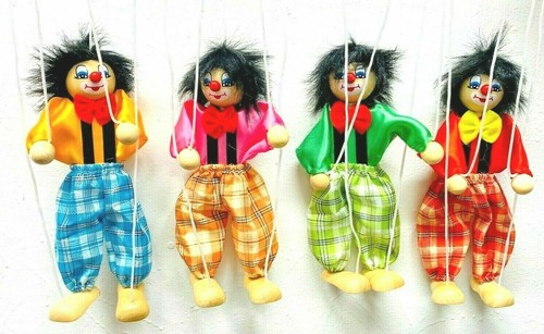 Puppet clowns wooden retro - wooden,