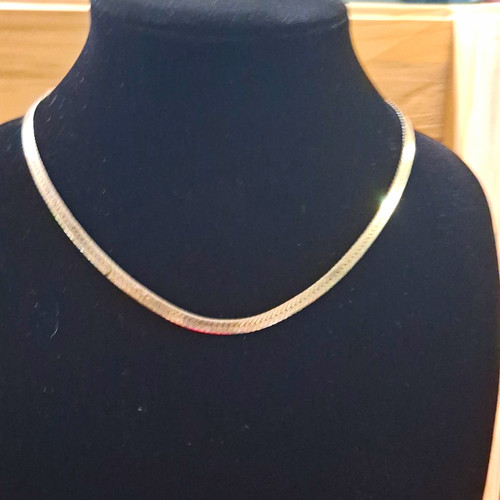 Silver tone herringbone - silver,