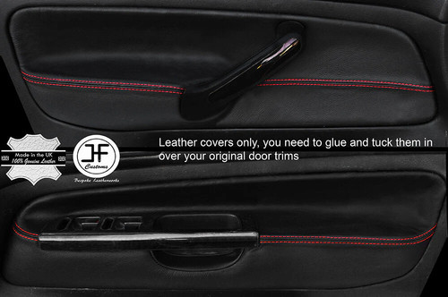 Red stitch front door card - front,