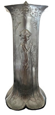 Art Nouveau Pewter Vase &
