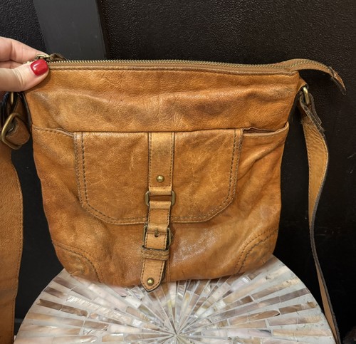 Vintage retro real leather