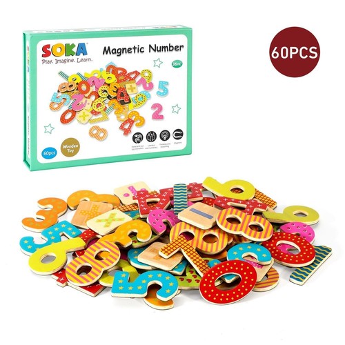 Magnetic wooden numbers - wooden, (60