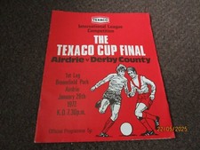 AIRDRIE (scotland)   v  DERBY COUNTY  1971/2  TEXACO CUP FINAL  JANUARY 26th