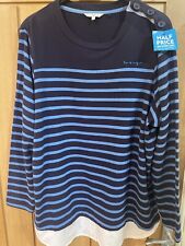 NEW WOMENS NEXT NAVY STRIPY MOCK SHIRT JUMPER. 22 New With Tags